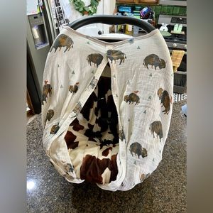 Little unicorn bison car seat canopy and cow print car seat cover